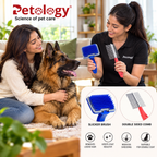 HiHygiene 2 in 1 Pet Comb Pack Adjustable Dog Puppy Brush Pet Comb for Grooming Cum Massager and Safety from Mites,Lice,Ticks Combo Pack of 2 Comb Large Size
