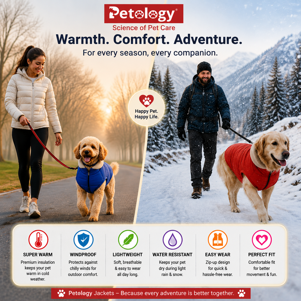 Petology Premium dog Jacket's wind proof water proof light weight washable warm thick fleece lined dog vest jacket for xtra protection (all sizes) colors vary