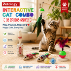 6-in-1 Combo Cat Toys for Indoor Cats Adult & Kittens – Interactive Wand Toy, Sisal light pair of mouse,50mm,sound ball and fur tumbler with Feather Teaser, Pet Toys for Play, Kitten Play Item, Indoor Play Toy, Daily Exercise & Fun