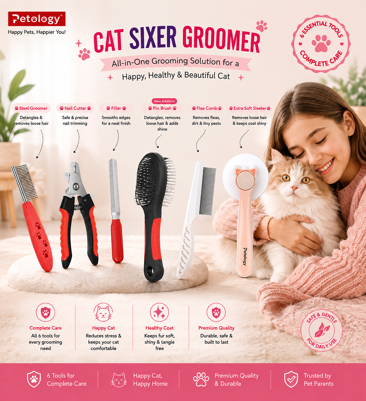 Cat Grooming Stop worrying and Overspending 6 Tools One Perfect Grooming Kit