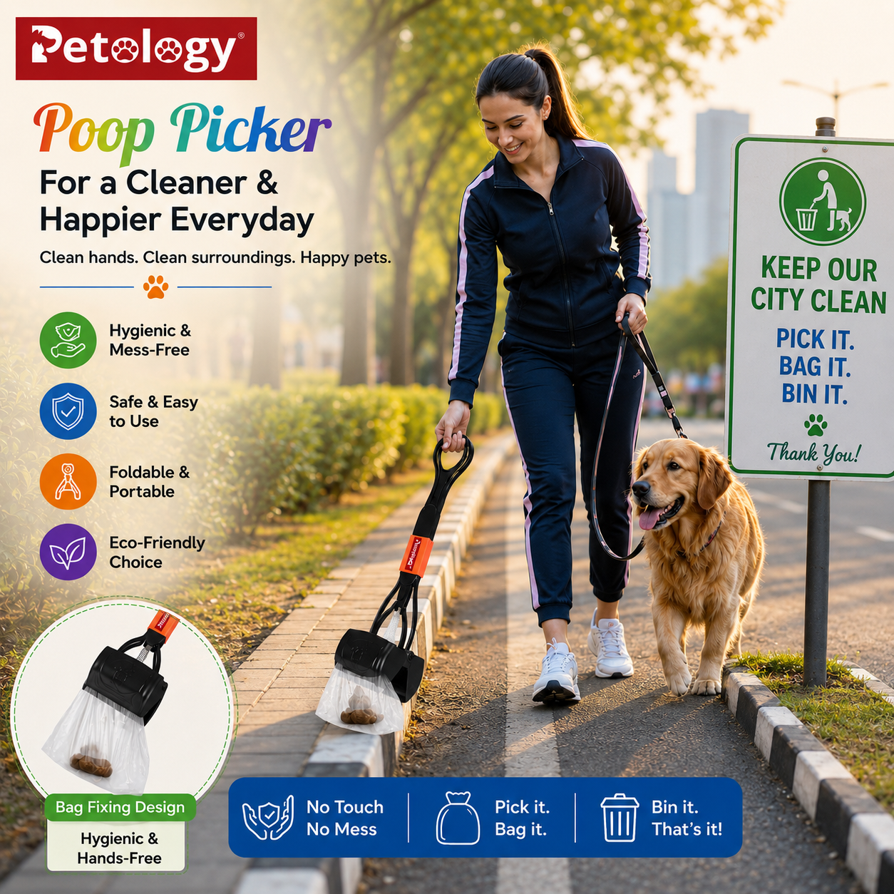 Petosafe Dog Waste Scooper Folding Dog Poop Scooper Pet Waste Potty Picker Large 24 Inches.
