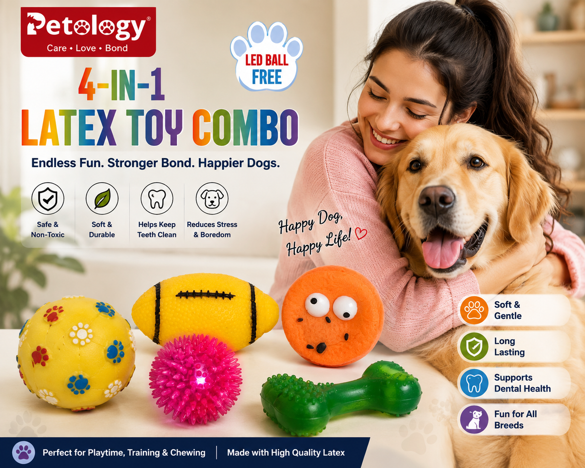 Petology 4-in-1 Latex Toy Combo – Endless Fun for Happier Dogs