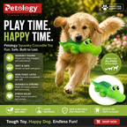 Playpet LATEX Crocodile Squeaky Dog Toy Durable Latex Chew Toy for Teething, Chewing Interactive Play Fun & Colorful