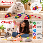 MEOW MEOW Fun Plush Cat Hunting Mouse Toys, Bite Proof , Interactive Mice Plush, Kitten Playing Rat, Soft Mouse , Kittens - 3Pcs (Color May Vary)