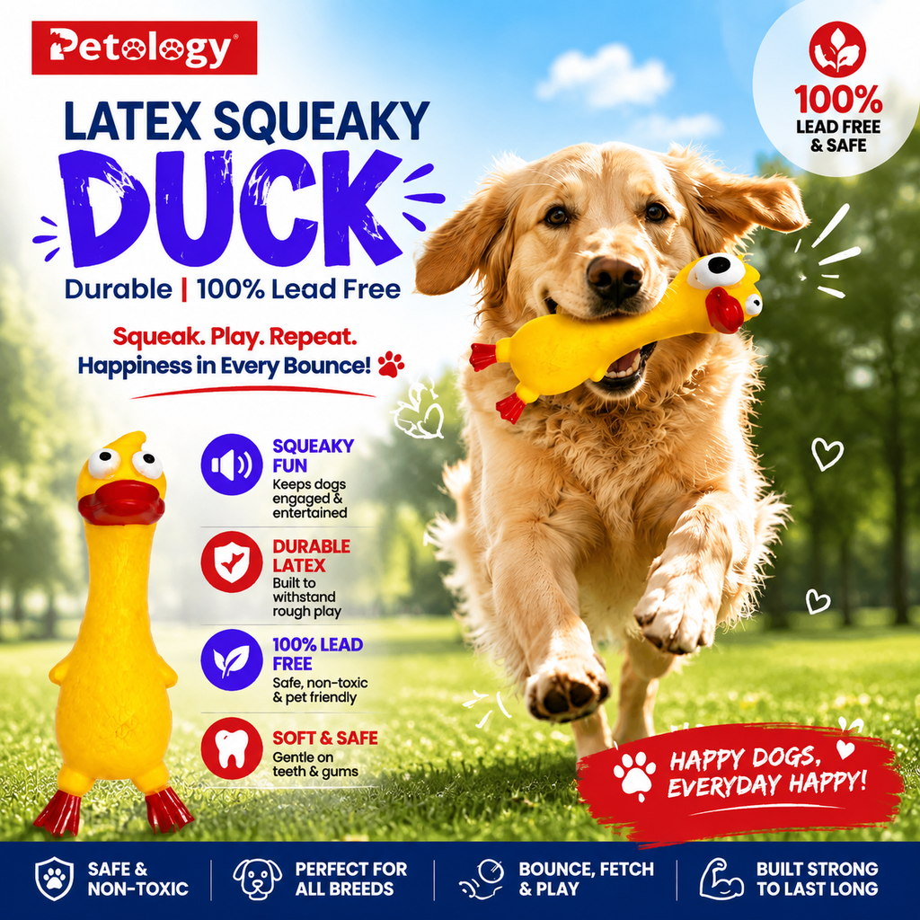 Penny Latex Rubber Duck Squeaky Toy for Fun, Fetch & Happy Pets,Reduces seperation anxiety