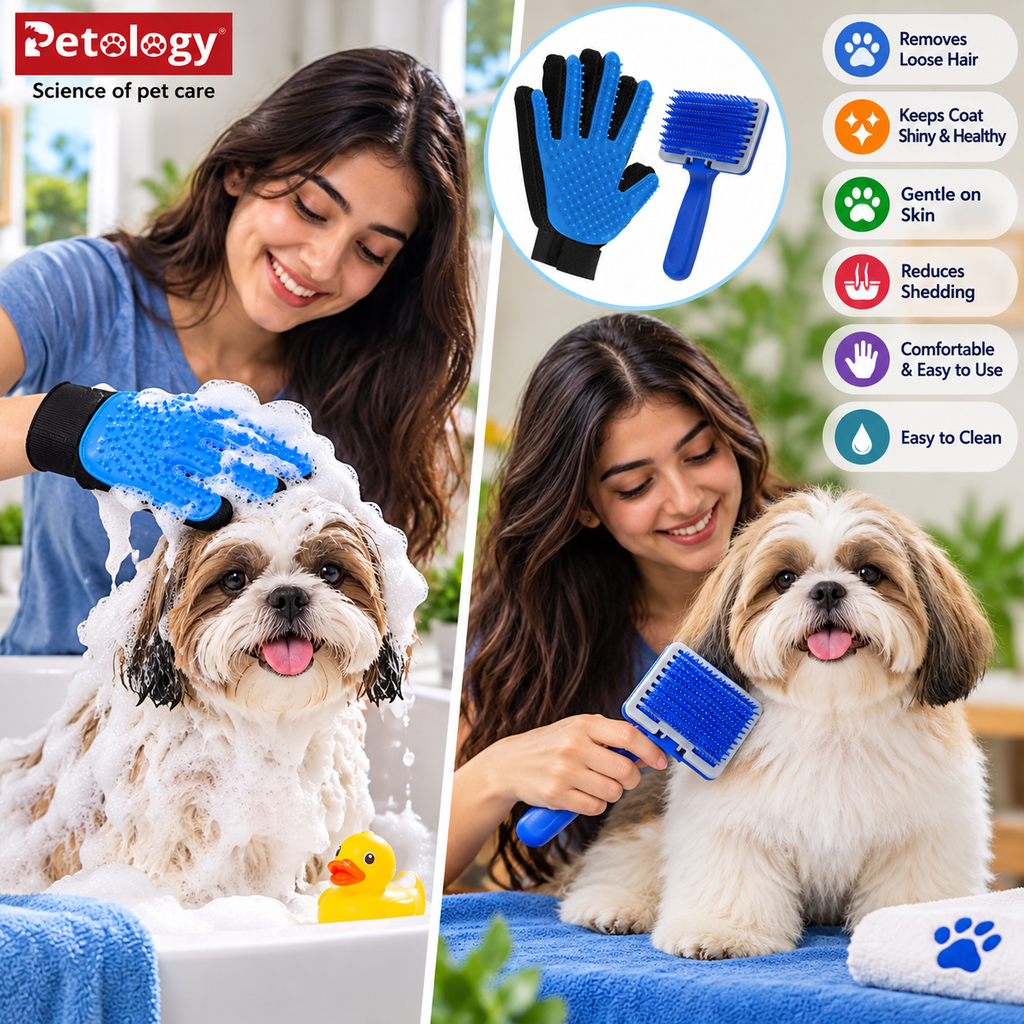 Hi Health Combo of 2, Slicker Brush Pet Grooming Glove for Dogs and Cats Shedding Small Medium Large Breeds(Pack of 2-Multi Color)