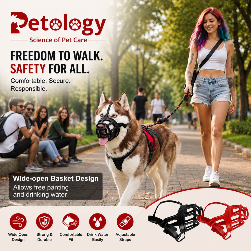 100% Silicon & extra soft Mouth Cover Muzzle Guard with Adjustable Strap Buckle Ideal for Stopping Biting, Barking & eating useless street waste, XLarge,large,Medium Dog & Puppy
