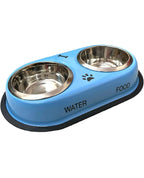 Double diner for dogs and cats 100 % S.Steel Double Diner Bowls With Anti Skid MEDIUM AND LARGE SIZE