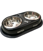 Double diner for dogs and cats 100 % S.Steel Double Diner Bowls With Anti Skid MEDIUM AND LARGE SIZE