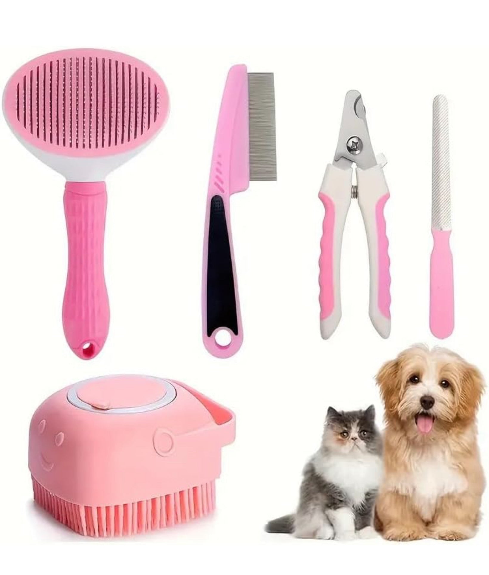 Dog & Cat Hygiene 1 Set (4pcs) Pet Grooming Kit,(PACK OF 4) MULTICOLOR