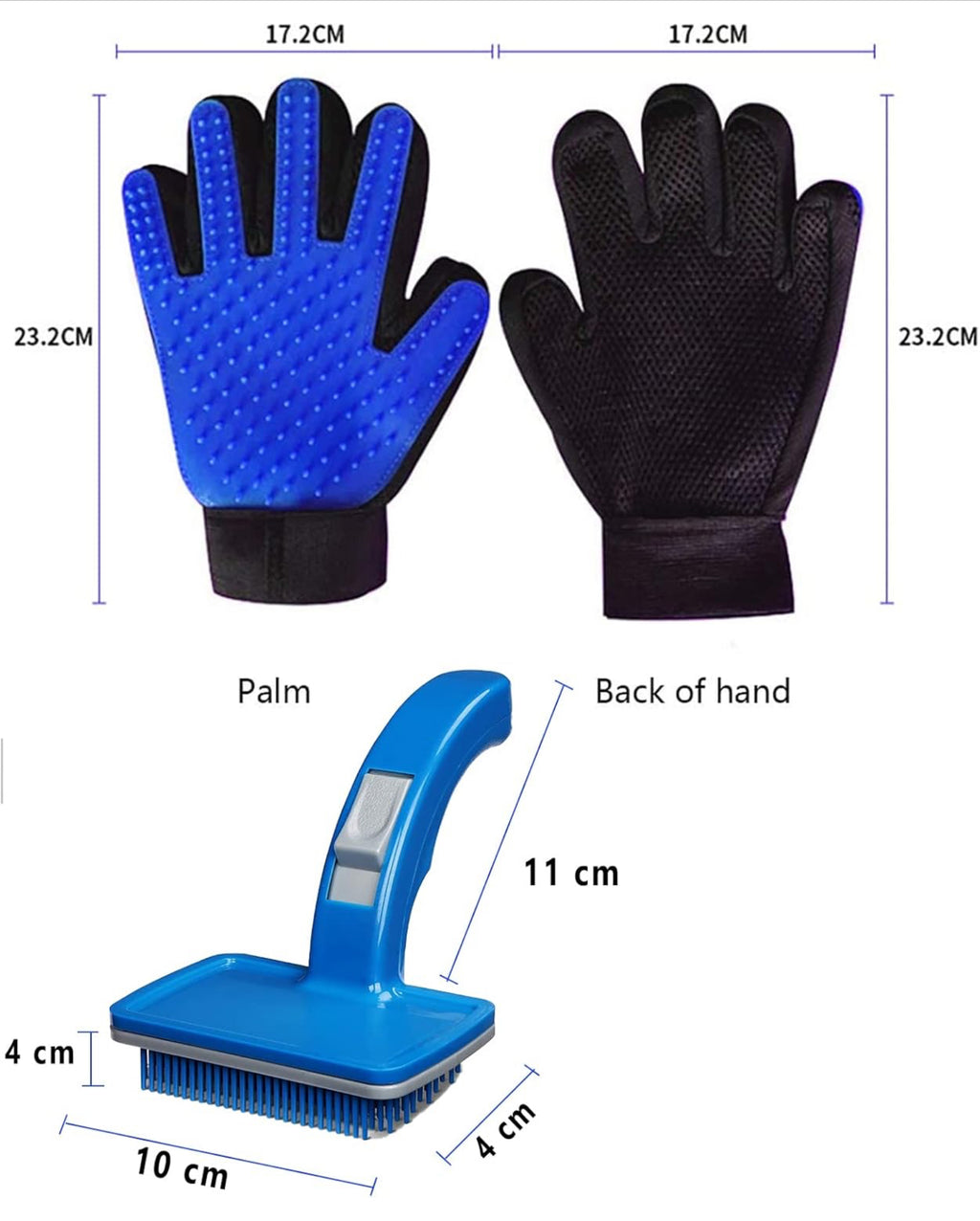 Petology Hi Health hygiene set (Combo 6 pcs) Pet Slicker Brush,Hair Comb Single Sided,Nail Clipper ,Nail Grinder ,Grooming Gloves Kit & Palm brush for All Breeds &  Age Dog, Cat, Rabbit & Hamster