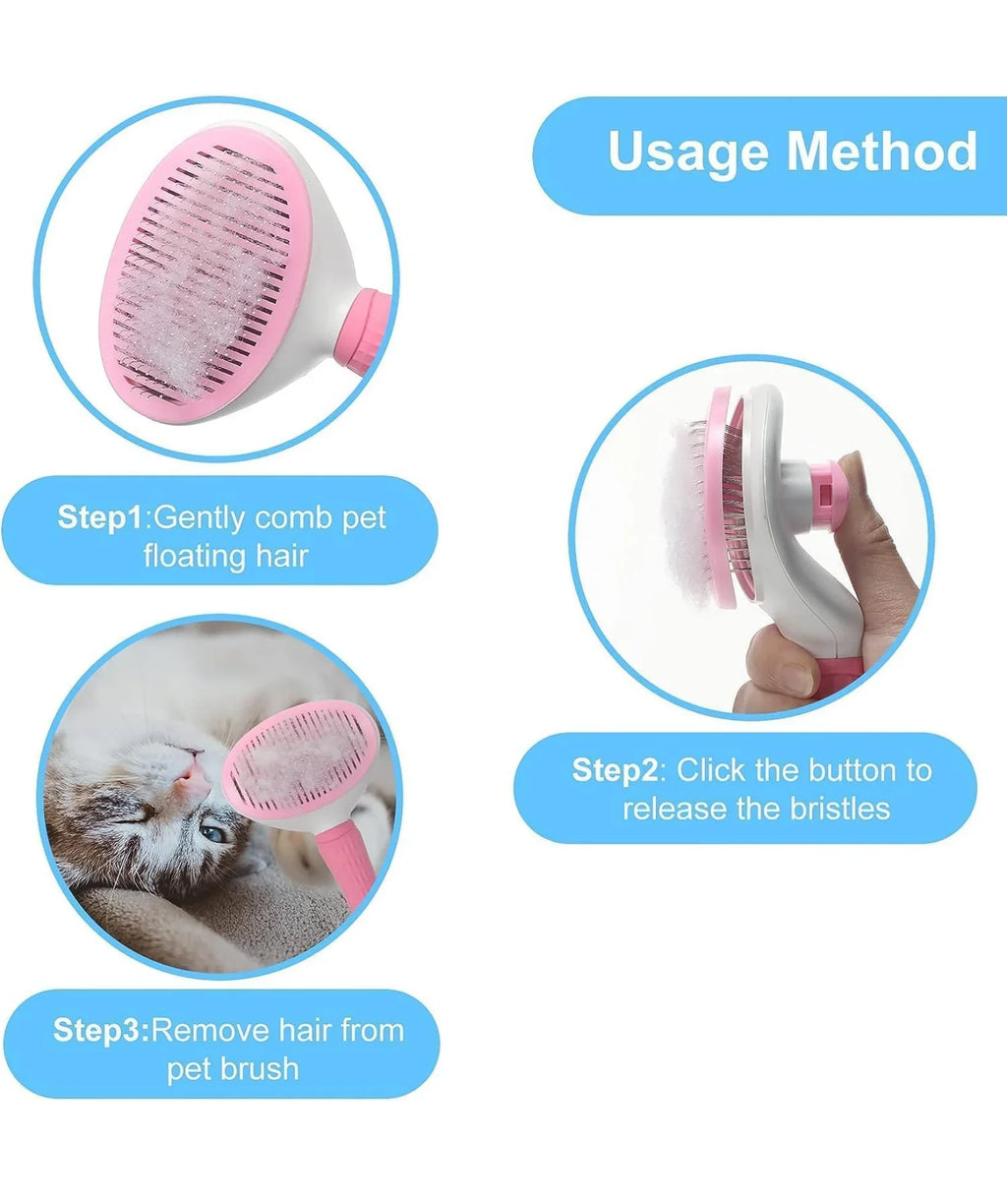 Hi Health COMBO 3 pcs Self Cleaning Slicker Shedding Brush ,Pet Bath Massage Brush With Soap & Shampoo Dispenser Soft Silicone Bristle For Long Short Haired Dogs Cats Shower.