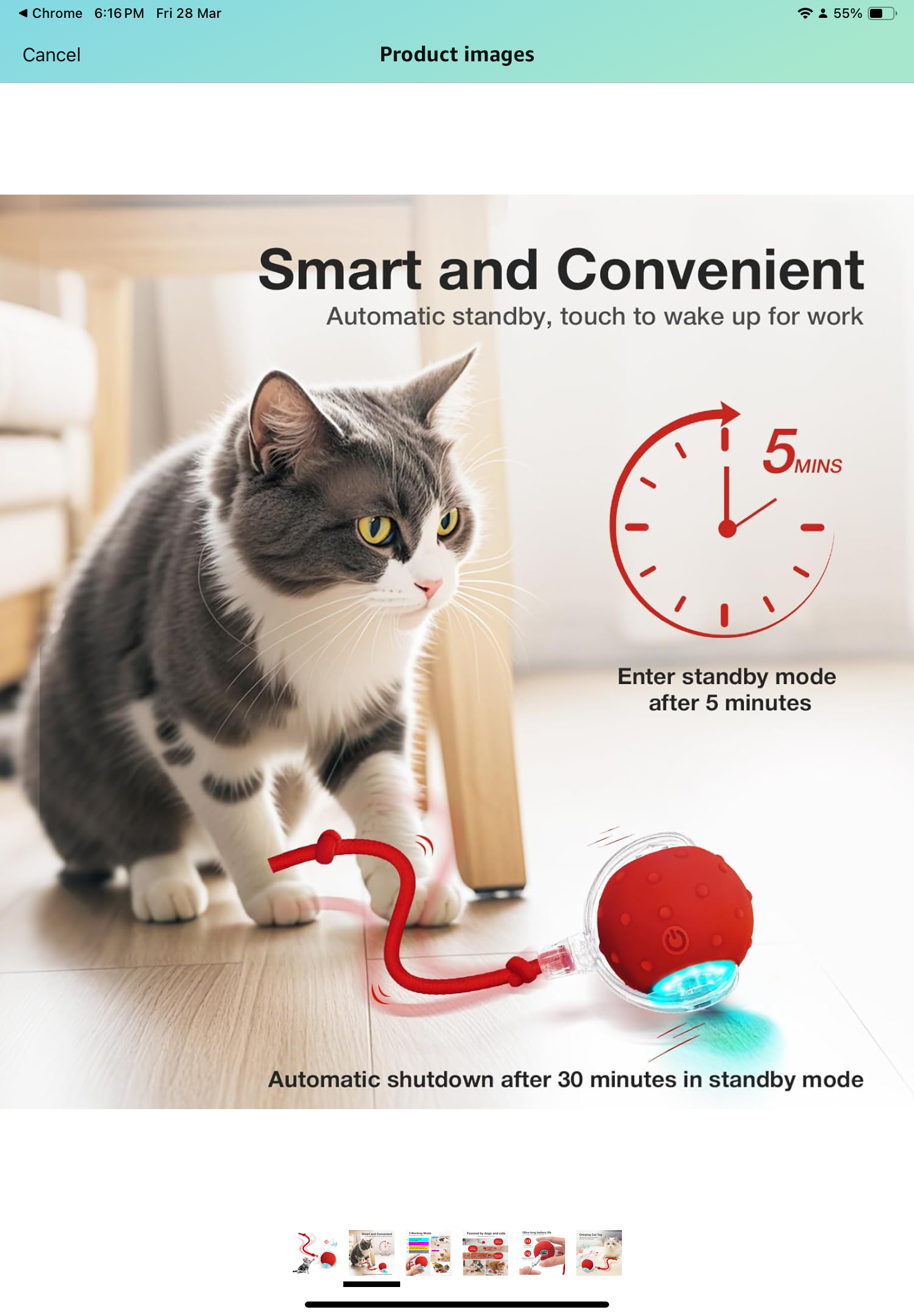 Playpets Most Viral Interactive Rolling Ball Toy for Cats and Dogs 360° Smart Automatic Pet Ball (RED)