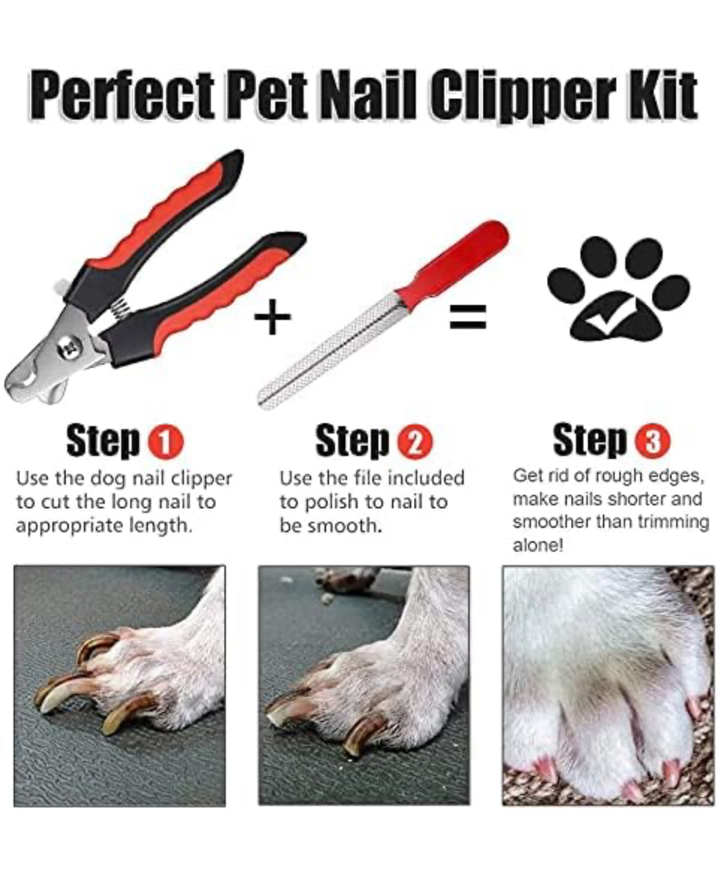 Dog Stainless Steel Nail Cutter Clipper and filer,Claw & Nails Clippers Grinder Grooming Trimmer for Small, Medium, Large dogs and cats