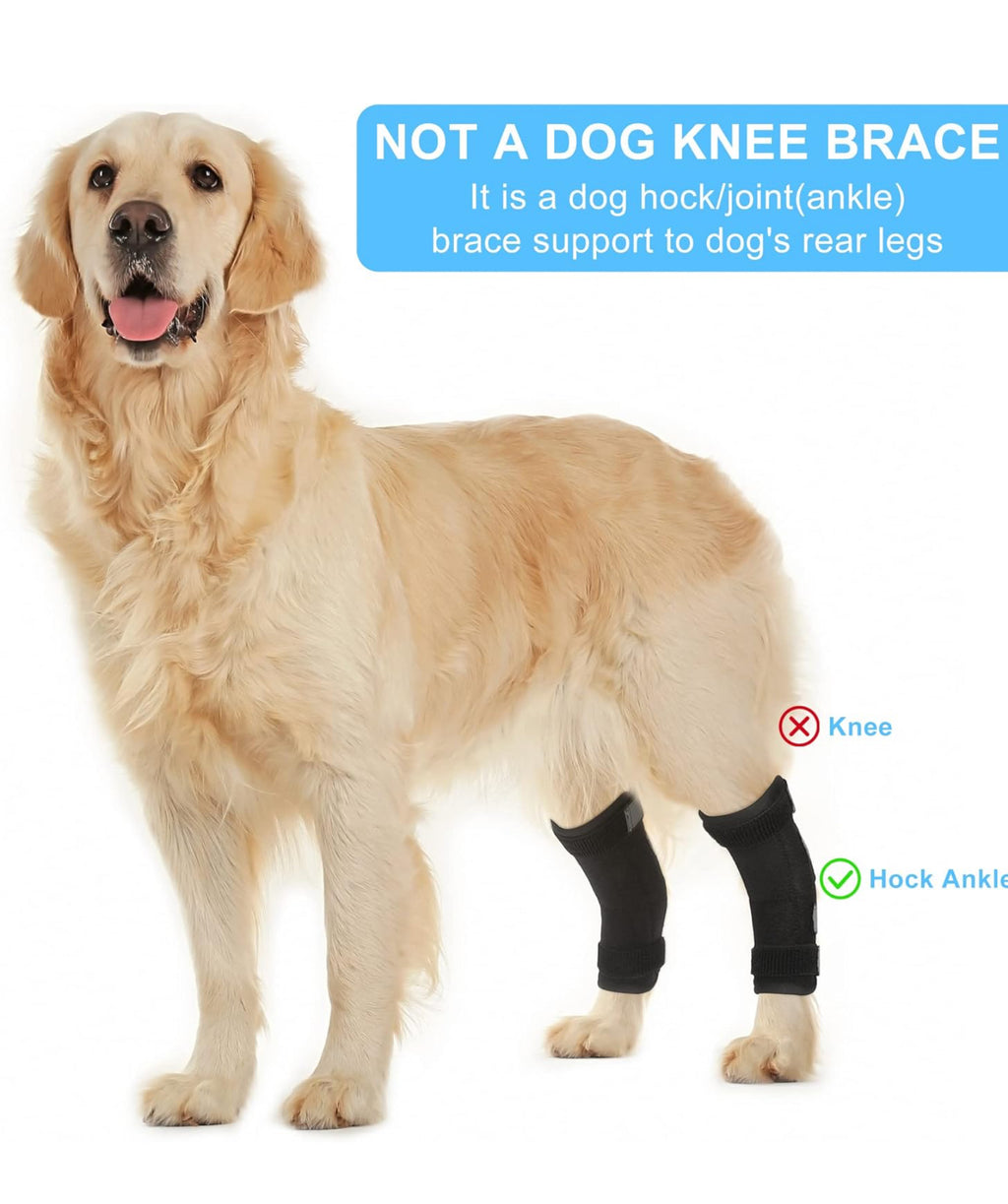 Petability Canine Splint Brace for Rear Legs with Safety Reflective Straps, Joint Warps Support Help Hind Legs Injuries Sprains Arthritis Torn ligament (1 Pair)