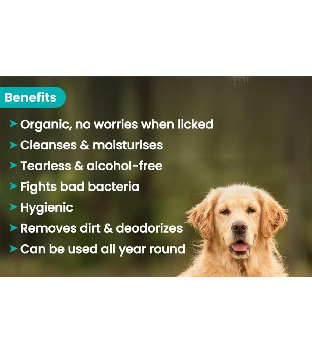 Waterless Cleansing & No Rinse Dry Shampoo for Dogs -300 mL Quick & Easy Dog Dry Shampoo No-Rinse, Skin-Friendly Deodorizing Formula