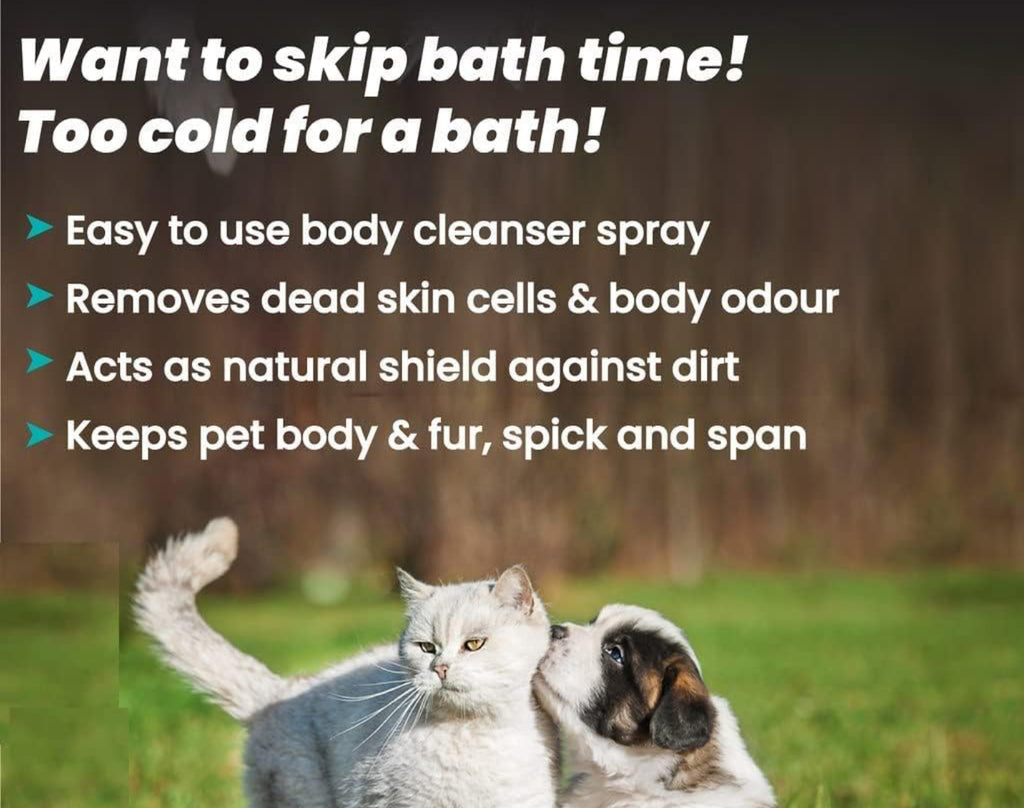 Waterless Cleansing & No Rinse Dry Shampoo for Dogs -300 mL Quick & Easy Dog Dry Shampoo No-Rinse, Skin-Friendly Deodorizing Formula