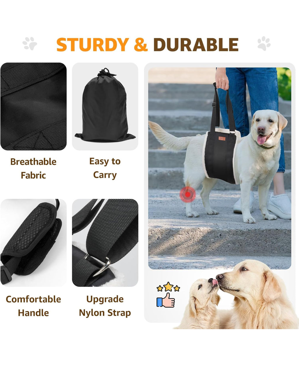 Petability Adjustable Dog Lift Harness ,Sling for Large Dogs Leg Support Soft Lift Support and Rehab Harness for Weak Rear Legs, Helps Senior, Injured, Disabled & After Surgery Dogs medium,large & xtra large breeds