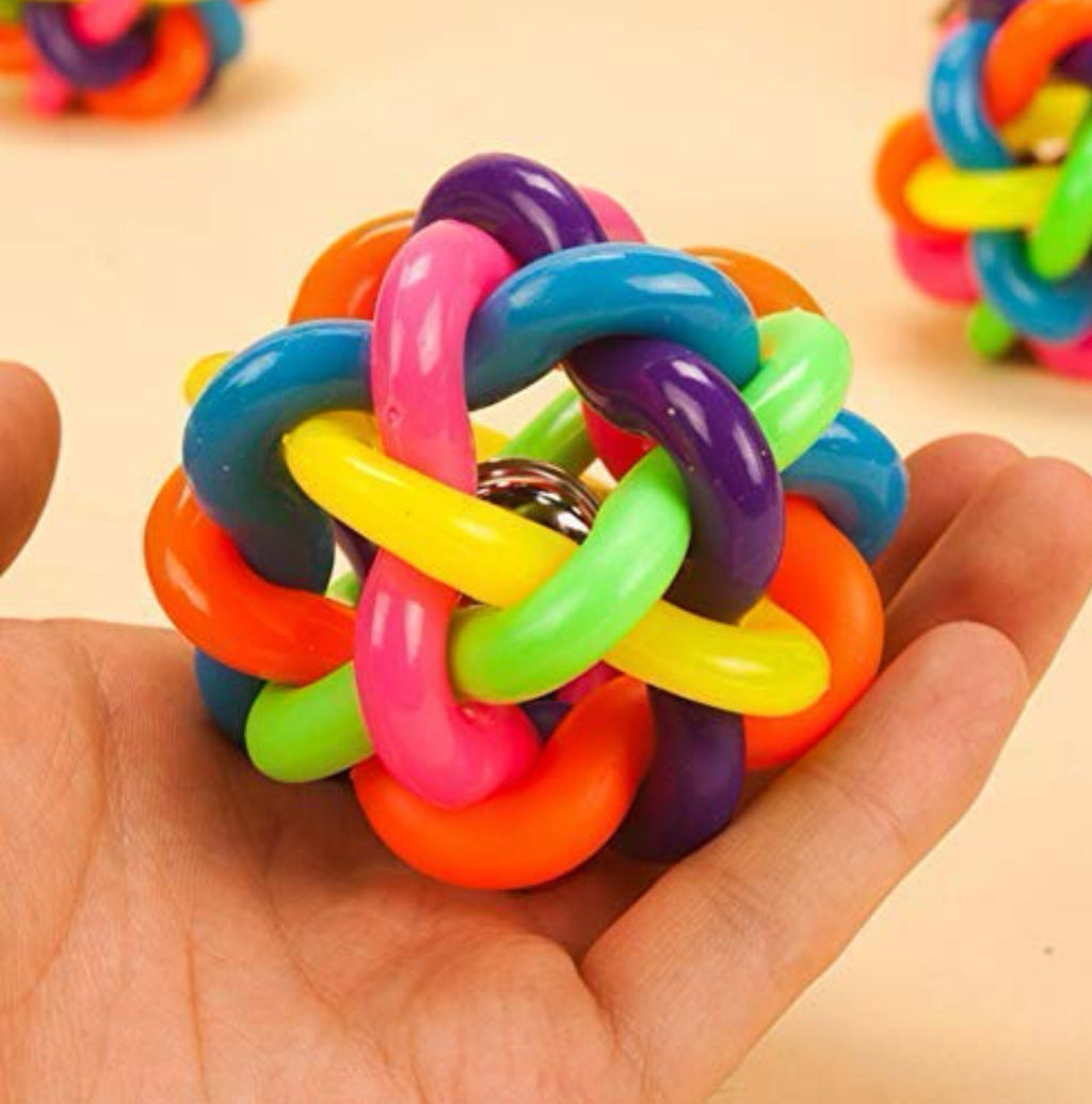 Playpets 100% non toxic Rainbow Rubber Ball Toy for Dogs & Cat's Ball with Interactive Soft sound Bell for Small, Medium and Large Fetch Ball indoor & outdoor play