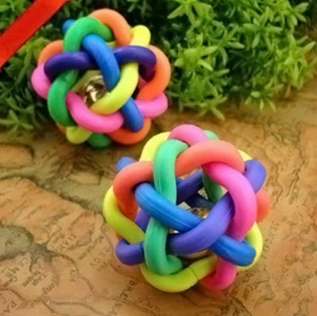 Playpets 100% non toxic Rainbow Rubber Ball Toy for Dogs & Cat's Ball with Interactive Soft sound Bell for Small, Medium and Large Fetch Ball indoor & outdoor play