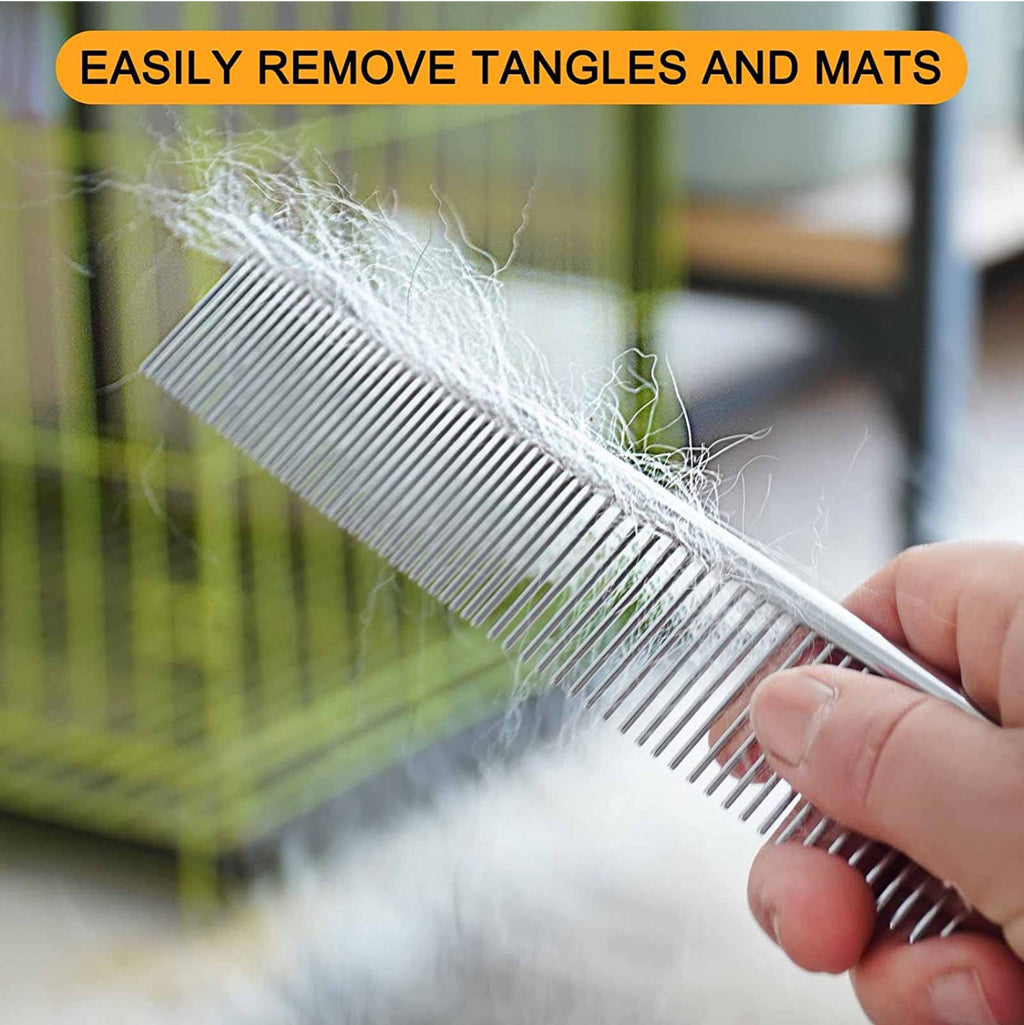 HiHygiene Professional Rounded Teeth Stainless Steel Needles (Flat Comb, Small) Pet Hair Grooming comfortable Comb Suitable for Dogs, Puppies, Rabbits, and Cats