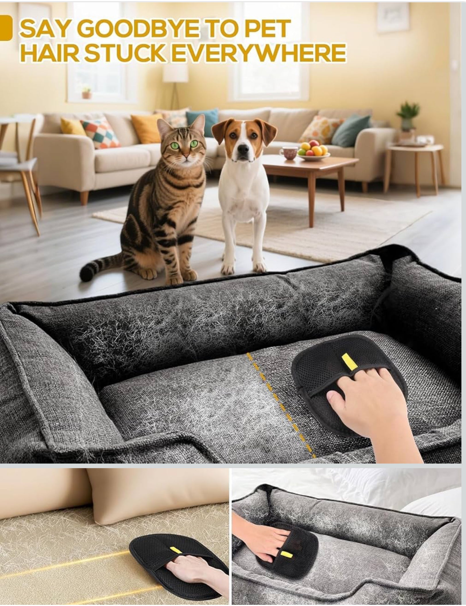 GRAB GROOM COMBO PET Mist brush with pet hair remover tool Non-Static and static brush combo with brush and clean combo perfect hygiene combo