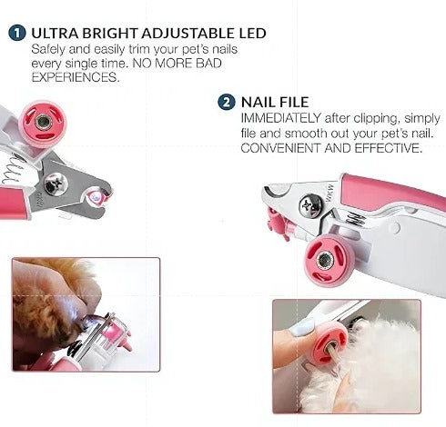 Lookout by Petology Exclusive Nail Clipper ( Korea)  Posco steel Dog and cat Nail Clippers with specially designed nail box Quick Sensor Light Accident-Free Guide Light and Dog Nail wheel Filler (Color Vary)