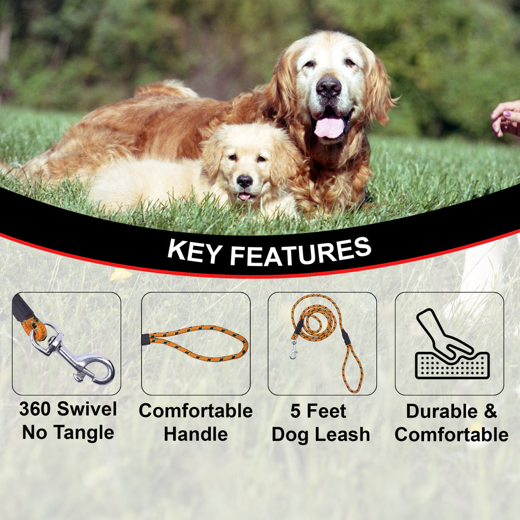 Petology Plush High Strength 18MM rope leash with complementary Paw tag and Leash 1.5 inch collar