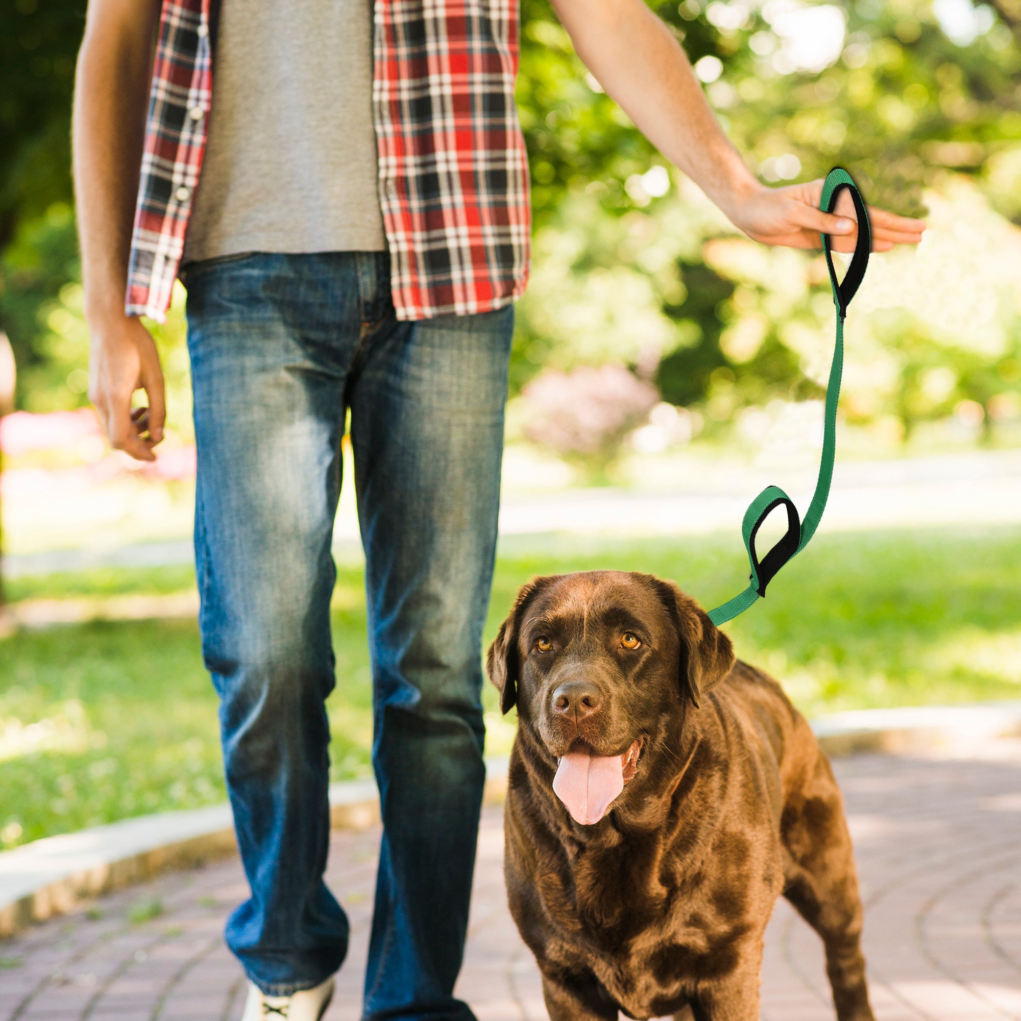 Double handle leash best suitable for medium,Large & Extra Large breads help aggressive,training and control dogs while going for walks or travelling.