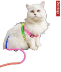 PAWPET Rainbow color No escape harness and Rope Leash adjustable Set, for Cats and Dogs (12 MM & 15 MM Set)