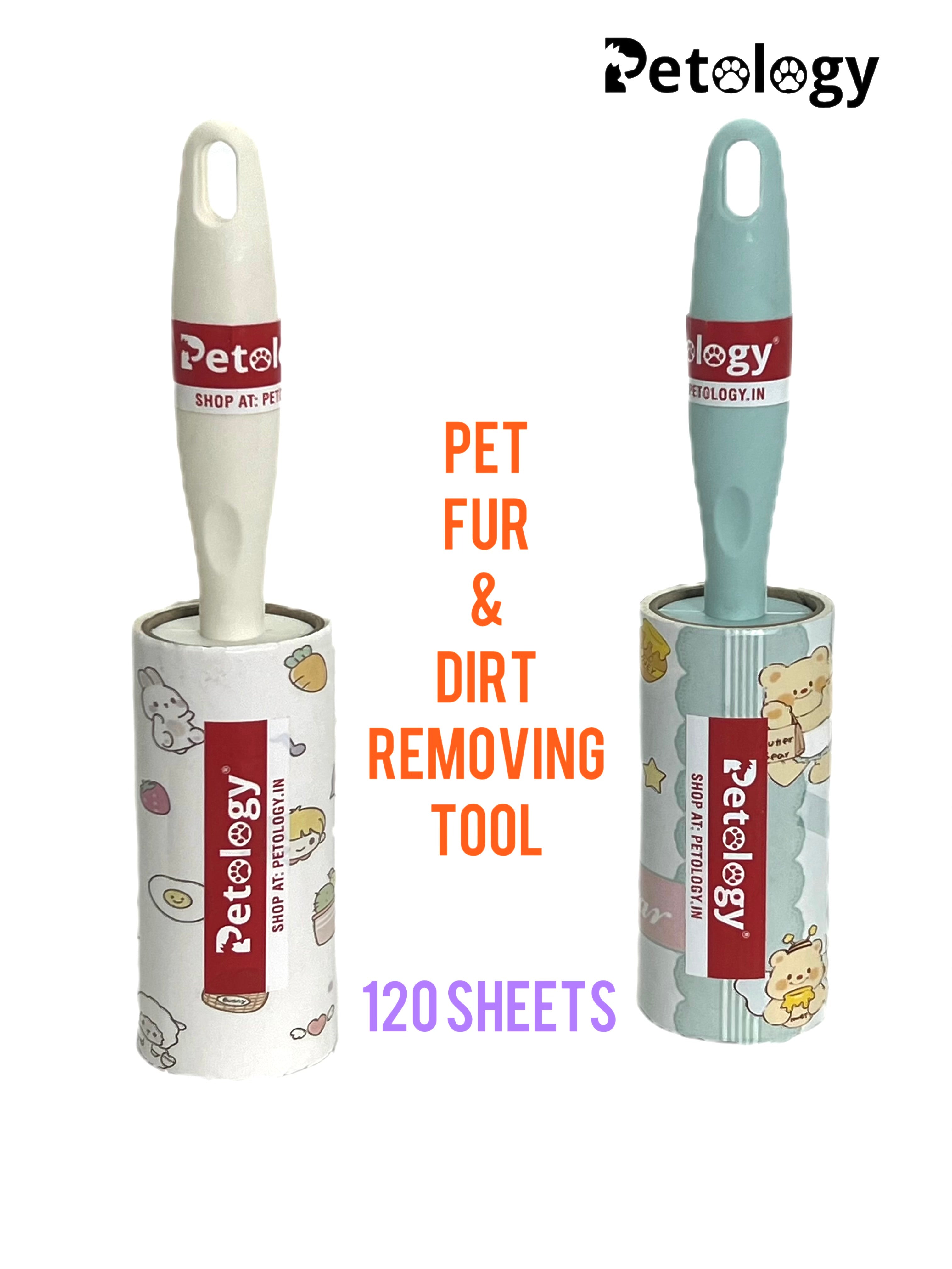 HiHYGIENE 2 Lint Remover with Handle, Protective Cover, Dog & Cat Hair Remover (60 Sheets) - Sticky Roller Brush for Clothes, Furniture, Carpet, Pet Fur, Dust, and Dirt.