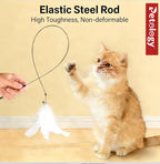 Combo stick Suction Cup Cat Teaser Wand - Interactive Feather & Bell Toy for Indoor Cats, Self-Play Fixed Design, Scratch-Resistant to Relieve Boredom