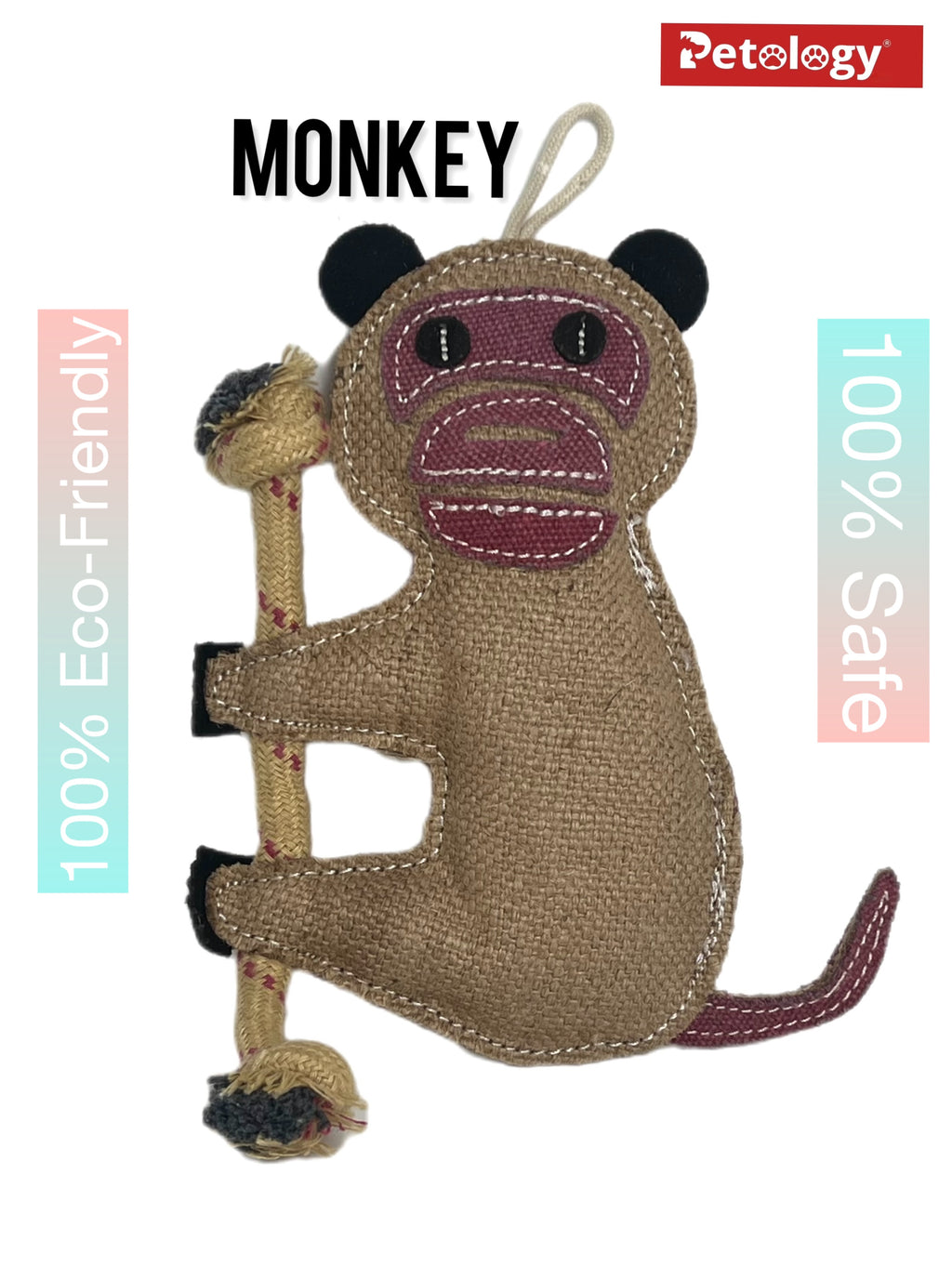 Petosafe buy 2pay1  100% Organic Jute Chew-tug Dog Toy Non-Toxic, Soft, Stuffed Interactive Cute Squeaky, Teething Rope Dog Toy  Small to Medium breed