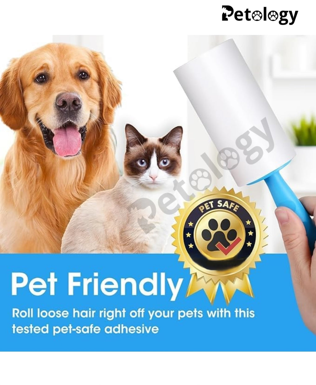 HiHYGIENE 2 Lint Remover with Handle, Protective Cover, Dog & Cat Hair Remover (60 Sheets) - Sticky Roller Brush for Clothes, Furniture, Carpet, Pet Fur, Dust, and Dirt.