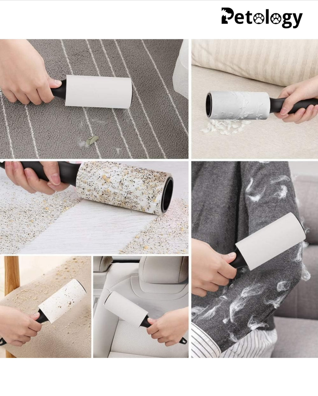 HiHYGIENE 2 Lint Remover with Handle, Protective Cover, Dog & Cat Hair Remover (60 Sheets) - Sticky Roller Brush for Clothes, Furniture, Carpet, Pet Fur, Dust, and Dirt.