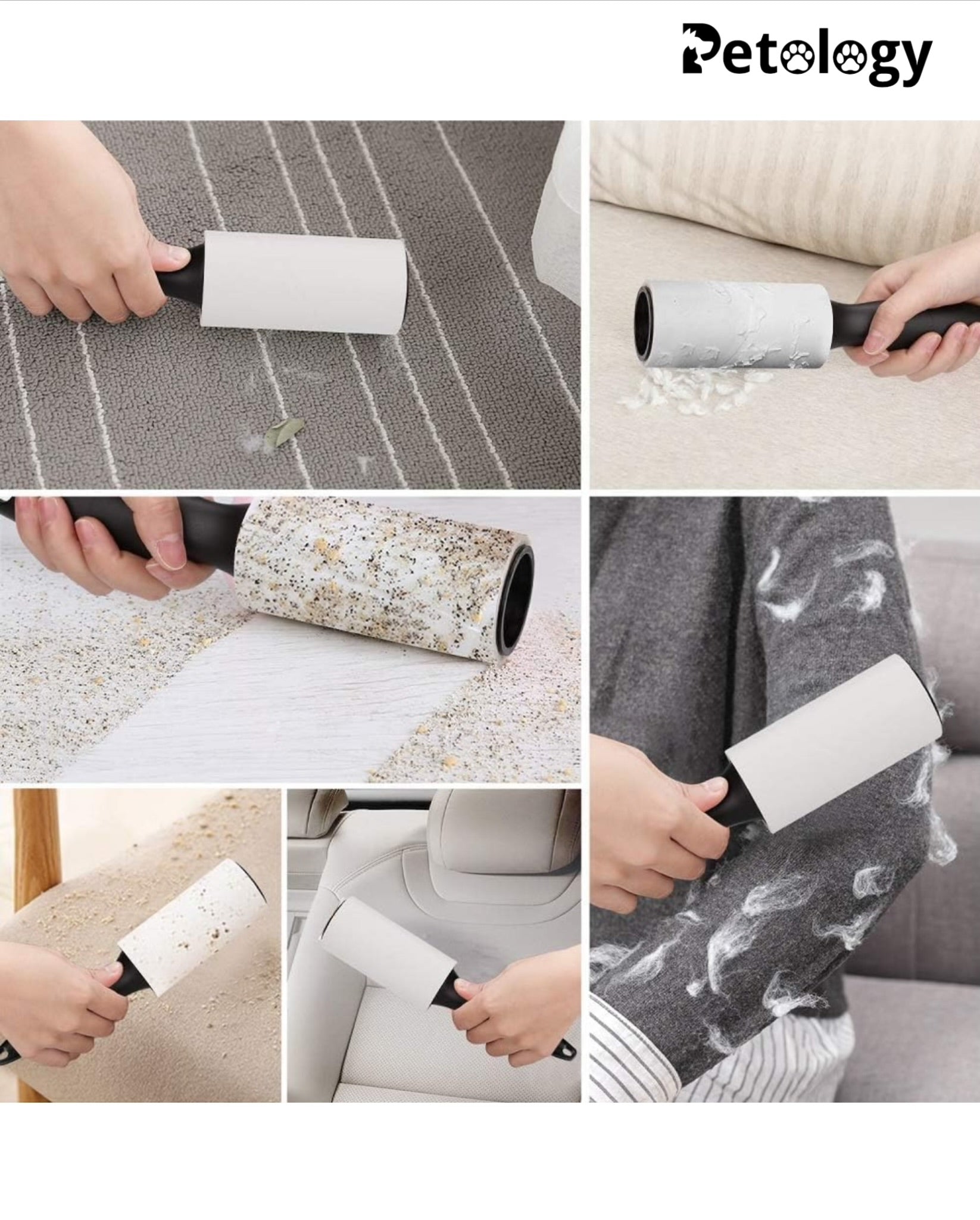 HiHYGIENE 2 Lint Remover with Handle, Protective Cover, Dog & Cat Hair Remover (60 Sheets) - Sticky Roller Brush for Clothes, Furniture, Carpet, Pet Fur, Dust, and Dirt.