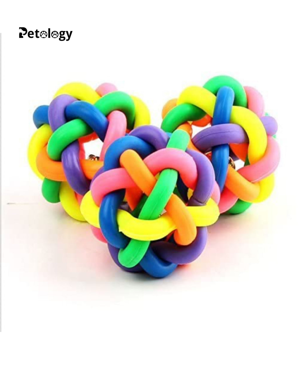 Playpets 100% non toxic Rainbow Rubber Ball Toy for Dogs & Cat's Ball with Interactive Soft sound Bell for Small, Medium and Large Fetch Ball indoor & outdoor play