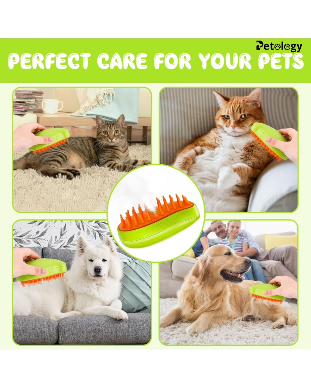 GRAB GROOM COMBO PET Mist brush with pet hair remover tool Non-Static and static brush combo with brush and clean combo perfect hygiene combo