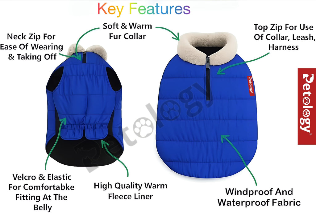 Petology Premium dog Jacket's wind proof water proof light weight washable warm thick fleece lined dog vest jacket for xtra protection (all sizes) colors vary