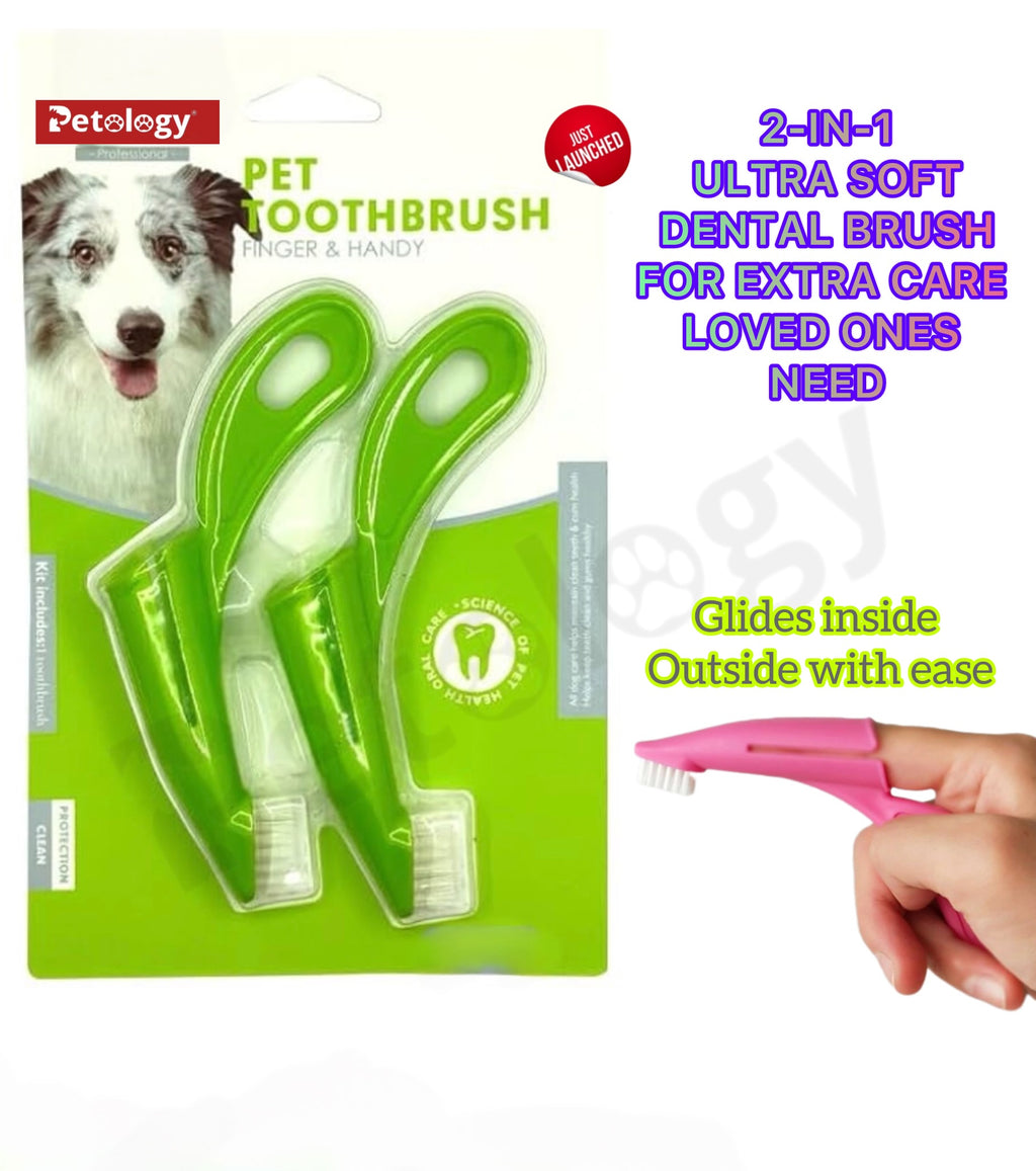 HiHygiene Ultra soft 2-in-1 Tooth brush designed for all kinds Dog breeds small,medium,Large & Extra large size Dogs easy to use glide through brush with better grip enhanced oral care of loved ones(Color vary)