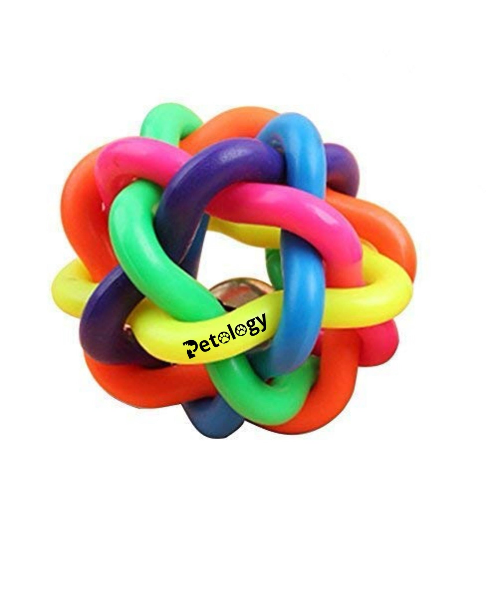 Playpets 100% non toxic Rainbow Rubber Ball Toy for Dogs & Cat's Ball with Interactive Soft sound Bell for Small, Medium and Large Fetch Ball indoor & outdoor play