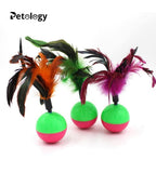 MEOW MEOW Feather Tumbler Cat Ball Toy, Whirl Cats Ball Tumbler, Interactive Feathers Pet Toys, Kitten Training Ball, Colourful Cat Feather for Cats, Kittens - 1 PC (Color May Vary)