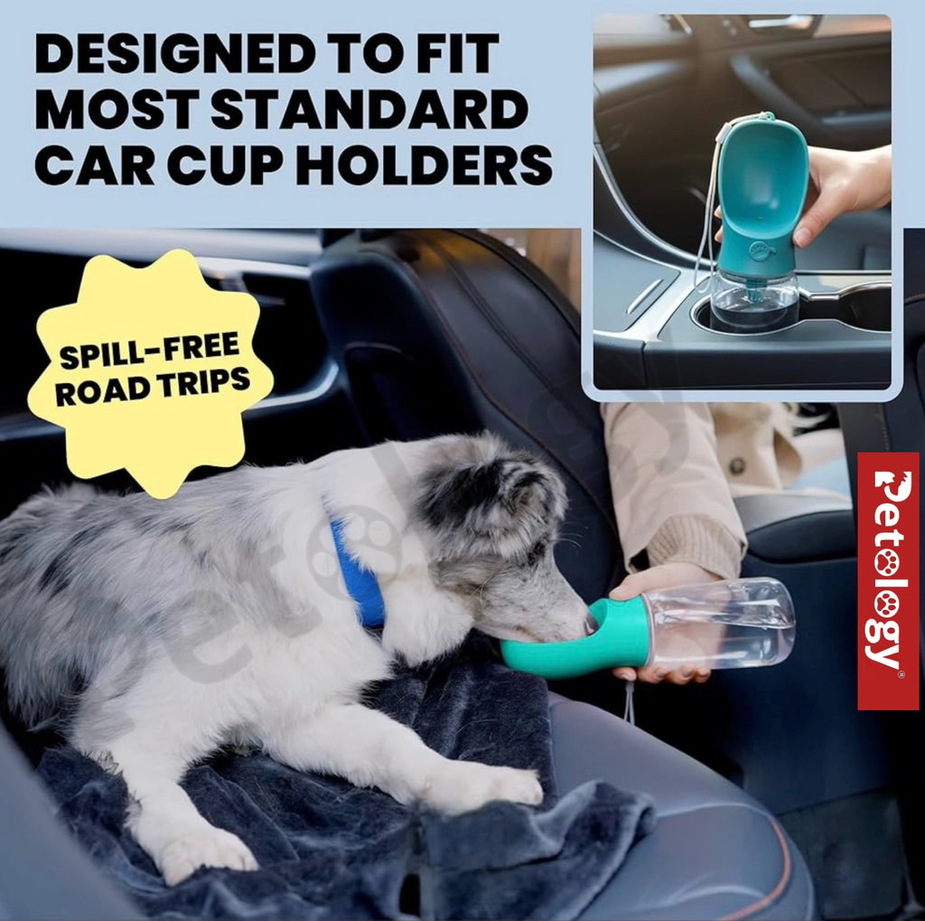 PawPets everyday life Dog, Cat and Rabbit, Sturdy hold, Leak Proof, Travel safe Water BPA-FREE, bottle and Dispenser with Drinking Feeder for Pets ON THE GO like Hiking, Travel,  safe food Grade Plastic (550ml, Blue)