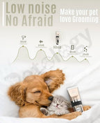 Pawpet Professional pet grooming kit for Dogs & cats Low noise<50dbs, no afraid pets, Powerful upto 850 MAH Battery & 4 inter-changeable combs for better cut additional steel comb and post trimming palm massager (absolutely free)