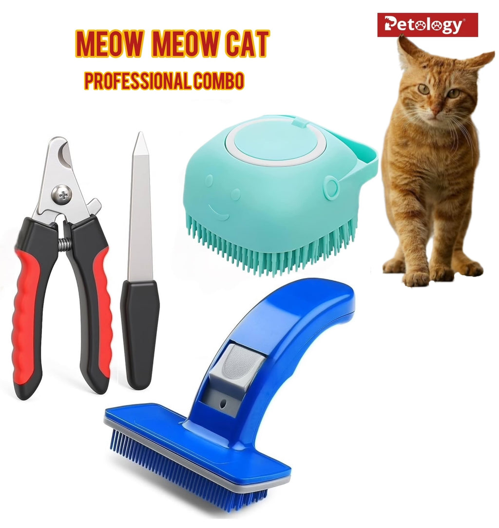 Meow Meow 3in1 professional grooming combo-small size crafted for Cats-kittens and all small breed pets which gives neat and smart look everyday.