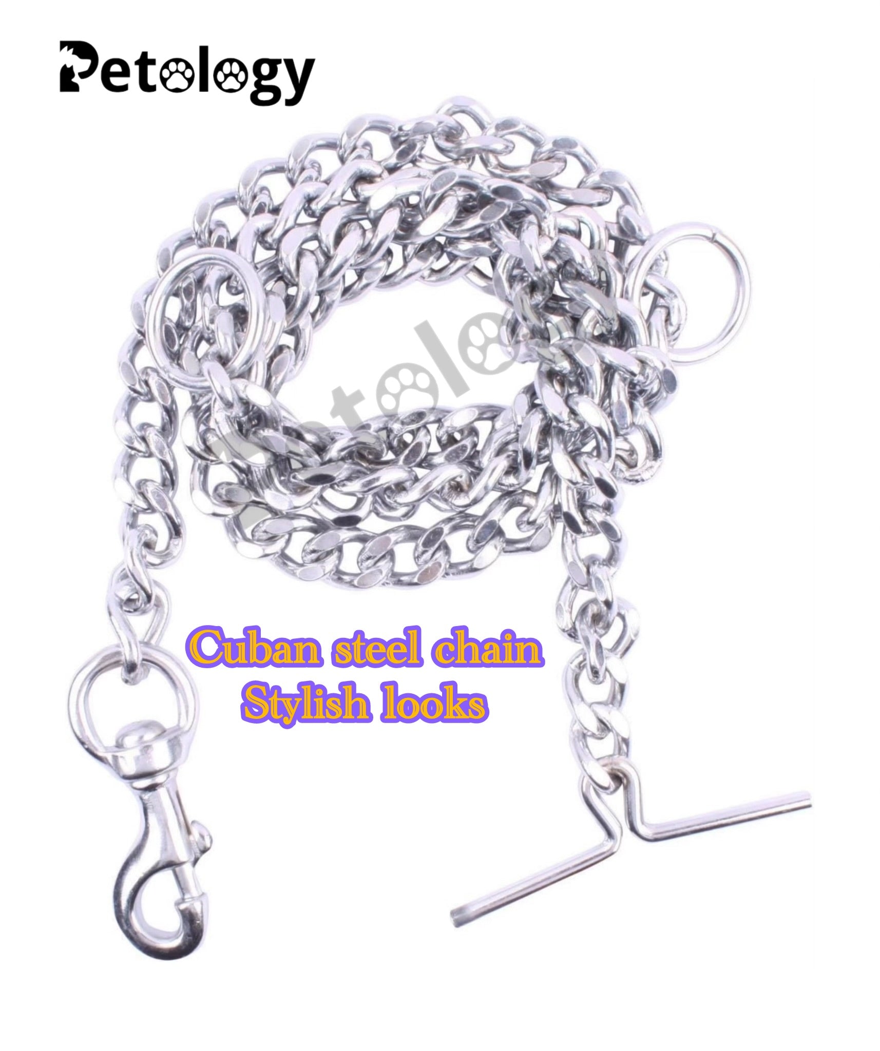 Diamond cut Superior quality plated Dog chain diamond cut Cuban design long lasting,solid metal 425 gms & 440 cms.(8 no.)