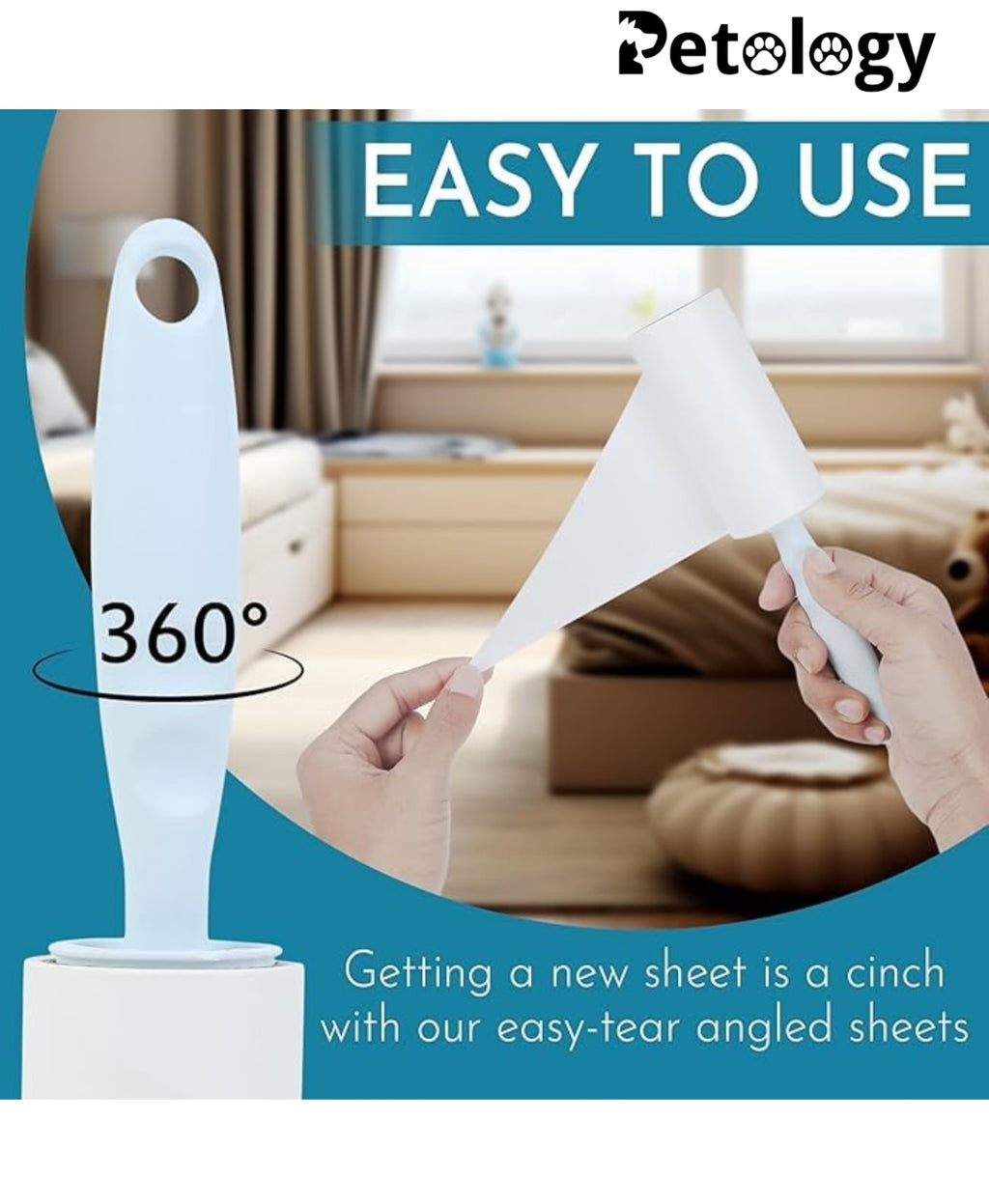 HiHYGIENE 2 Lint Remover with Handle, Protective Cover, Dog & Cat Hair Remover (60 Sheets) - Sticky Roller Brush for Clothes, Furniture, Carpet, Pet Fur, Dust, and Dirt.