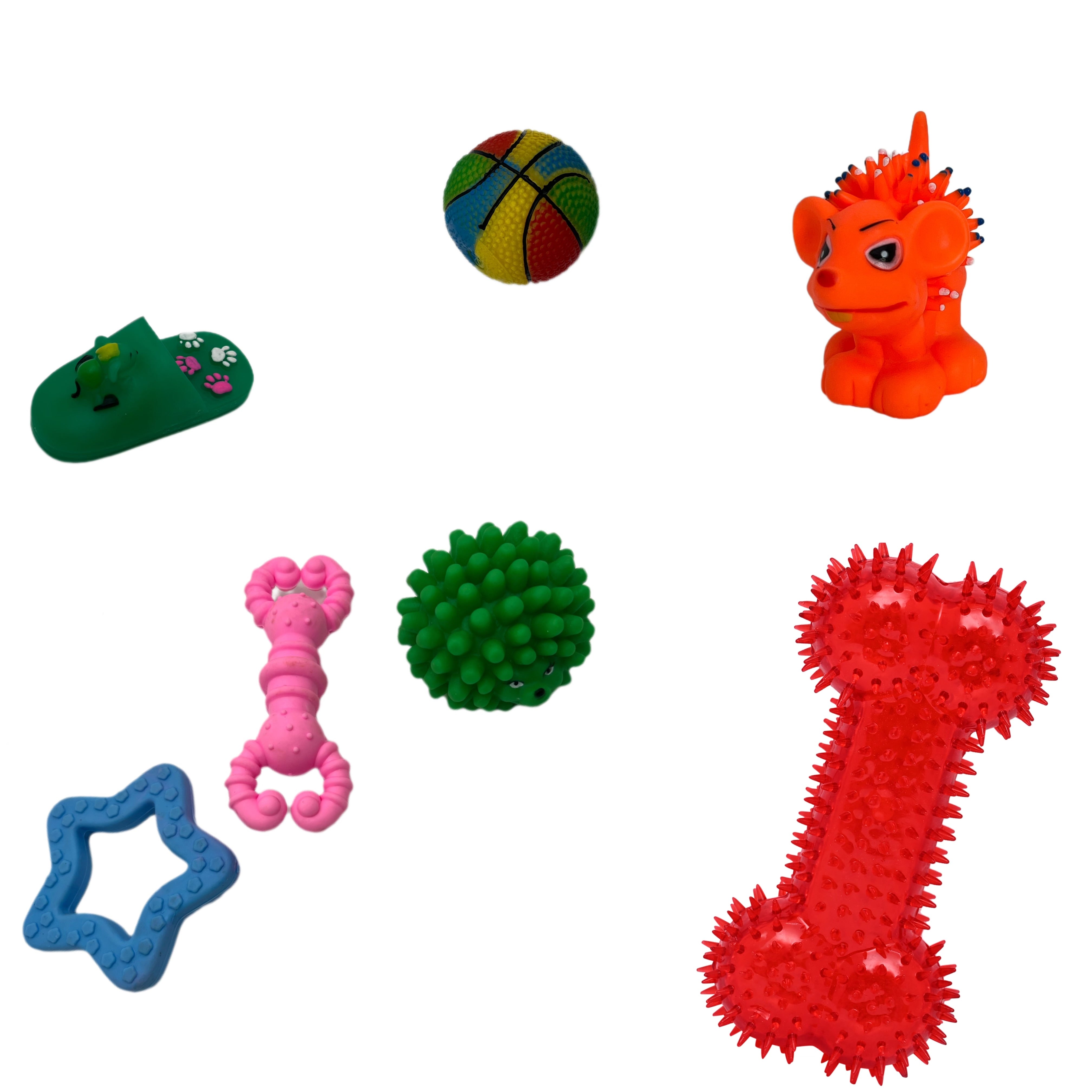 7 DAYS 7 NEW PLAYFUL SQUEAKY TOYS,LOVED BY SMALL,MEDIUM AND LARGE DOG BREEDS