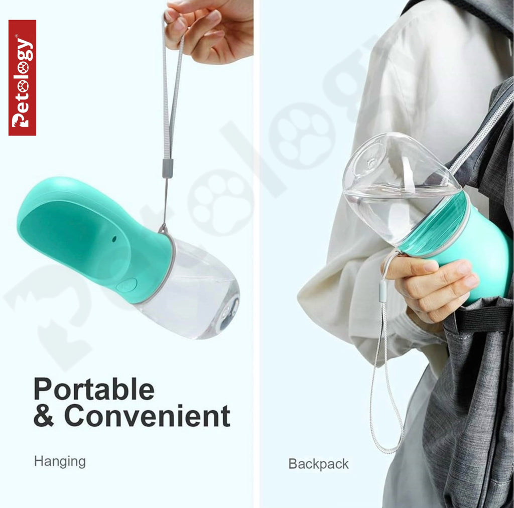 PawPets everyday life Dog, Cat and Rabbit, Sturdy hold, Leak Proof, Travel safe Water BPA-FREE, bottle and Dispenser with Drinking Feeder for Pets ON THE GO like Hiking, Travel,  safe food Grade Plastic (550ml, Blue)