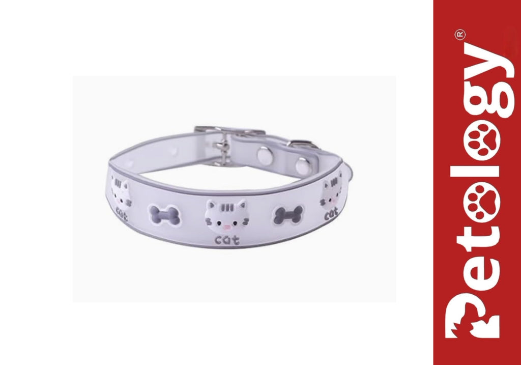 Petology Silicone Cat/Kitten Reflective Adjustable Collar Safety Buckle with Bells Cat Radium Adjustable Collar with Bell for Puppy/Kitten (Color May Vary) (Pack of-2, Design -2)